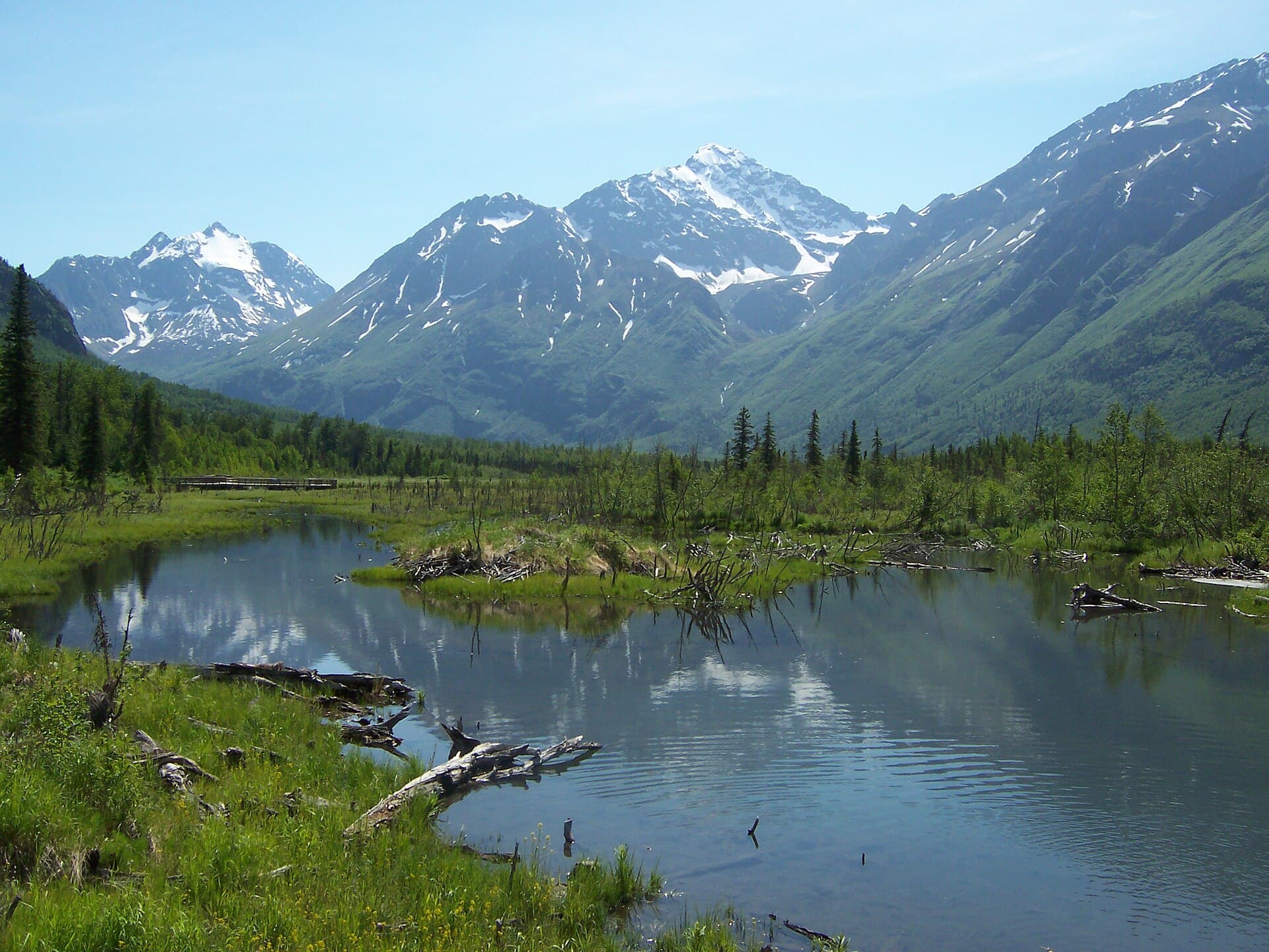 The Eagle River valley in the Chugach Mountains near Anchorage, Alaska